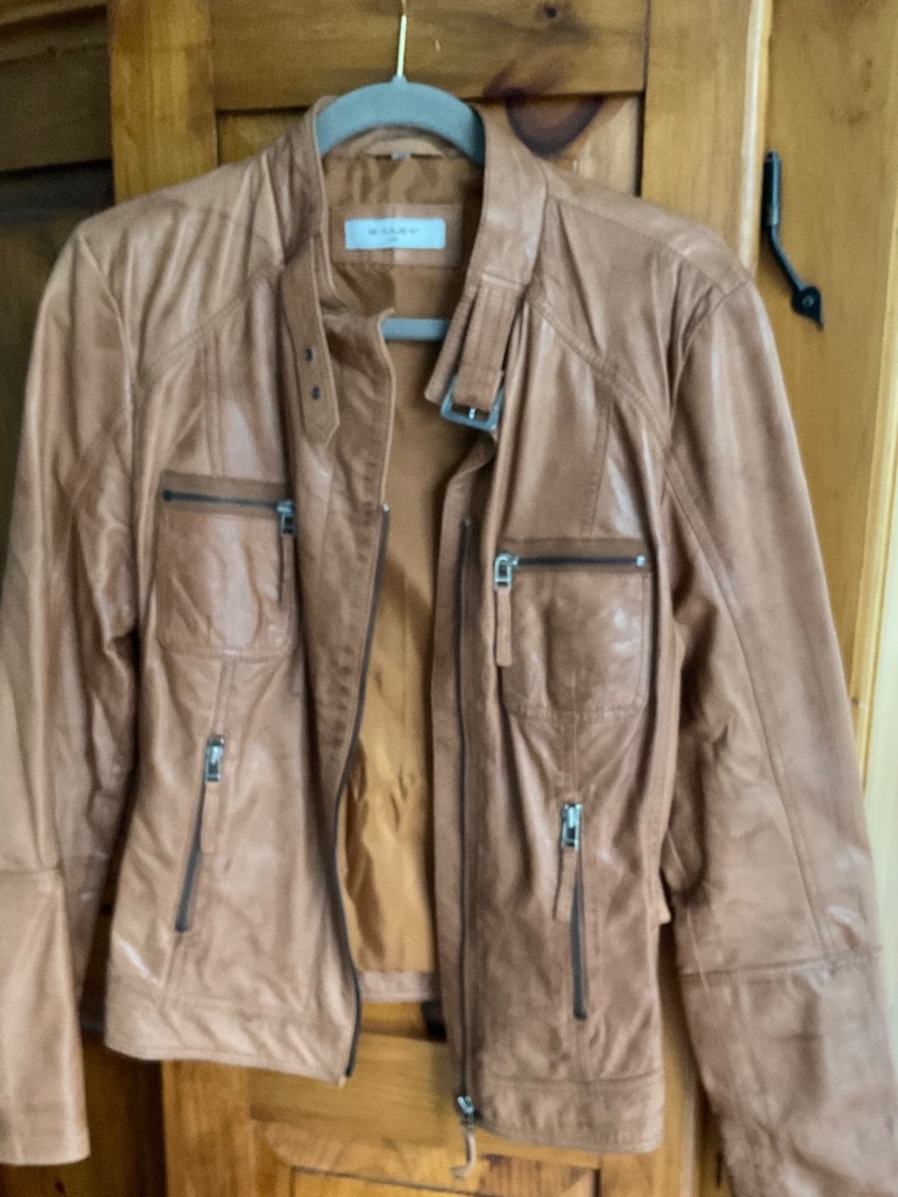 Brian Bailey camel leather jacket L
